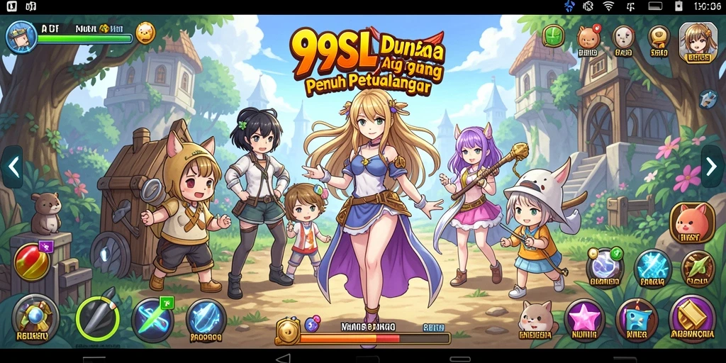 Tangkapan layar gameplay 99SL yang menampilkan karakter anime beraksi.
