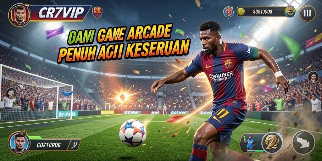 Screenshot menampilkan aksi seru gameplay CR7VIP dalam arena Arcade.