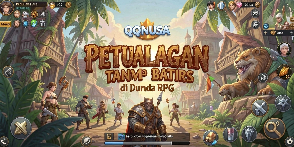 Screenshot dari gameplay QQNUSA yang menampilkan aksi pertarungan RPG.