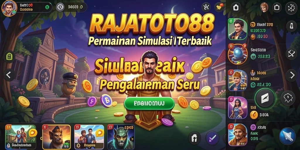 Tampilan utama gameplay RAJATOTO88 dengan elemen simulasi yang menarik.