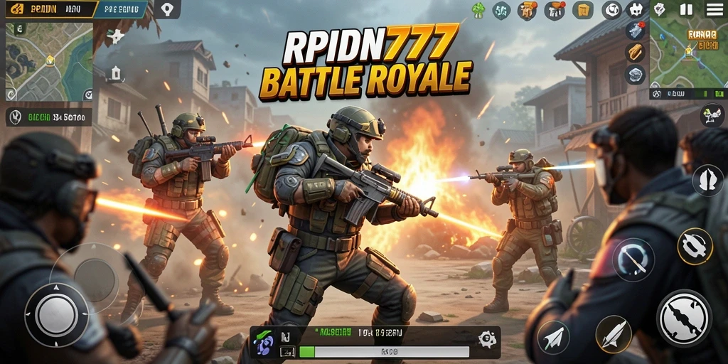 Screenshot RPIDN777 menampilkan aksi pertempuran memikat dalam mode Battle Royale.