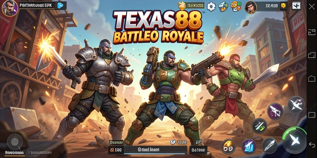 Tangkapan layar gameplay seru TEXAS88 dalam mode Battle Royale.