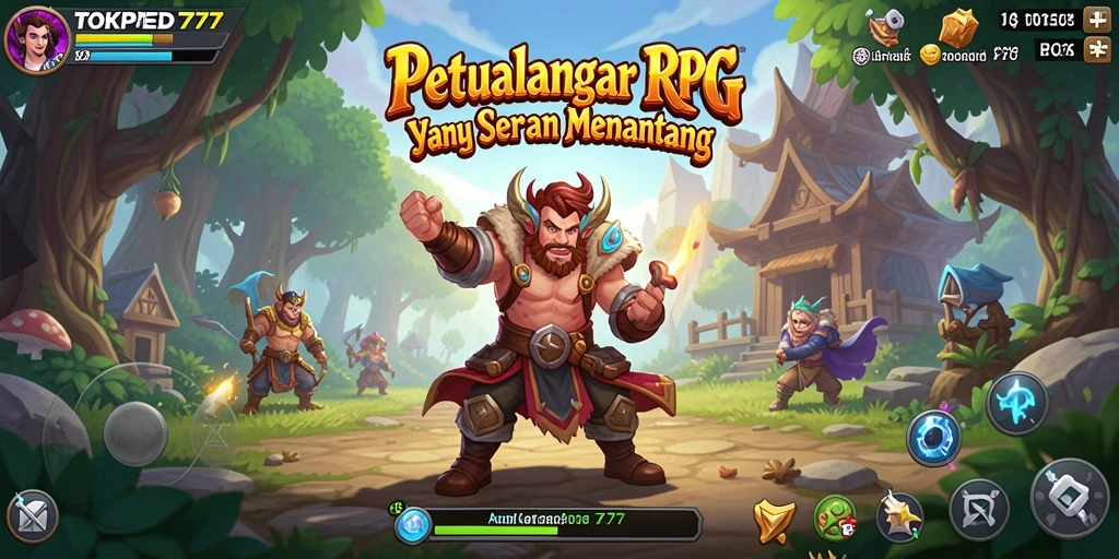 Screenshot gameplay TOKPED777 dengan visual menarik dan aksi pertarungan RPG.